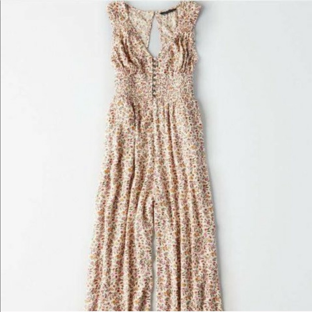 American Eagle Button Up Floral Jumpsuit